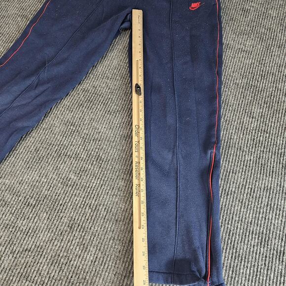 Vintage Nike Pants Mens MEDIUM Navy Fleece Track Sweatpants Zip Hem 90s - Picture 9 of 16